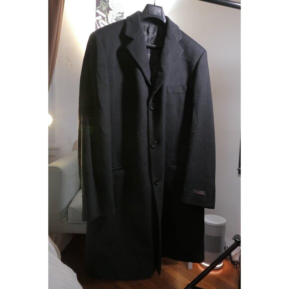 Pierre Cardin Black Cashmere Wool Trench Coat (Size 52R) - Picture 1 of 13